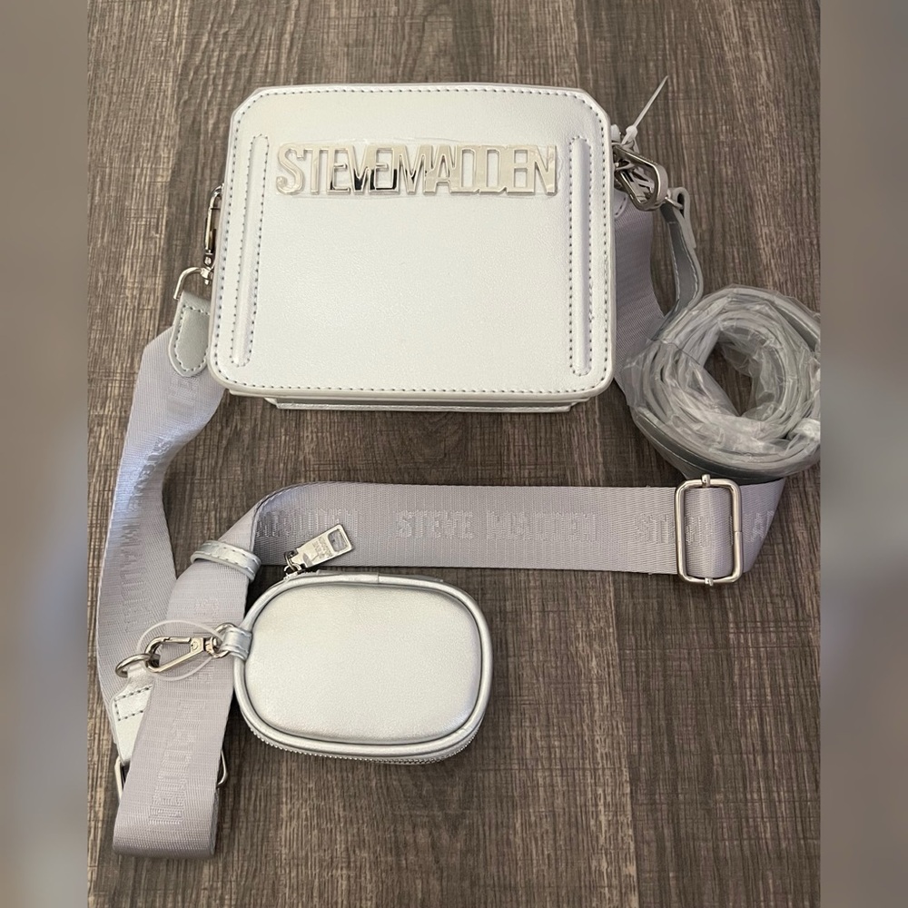 Steve Madden Evelyn Mini Top Handle Crossbody Women’s Silver Color Bag